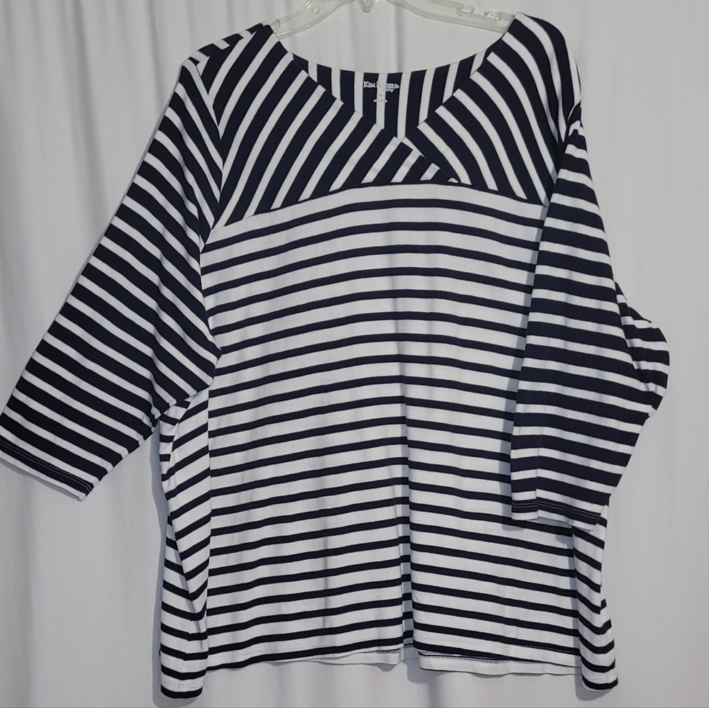 Kim Rogers Striped Boatneck Women’s Top, Navy + White